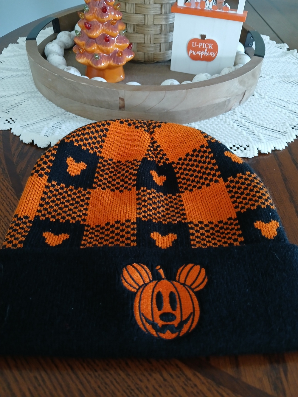 Disney Black & Orange Pumpkin Mickey Kids Beanie